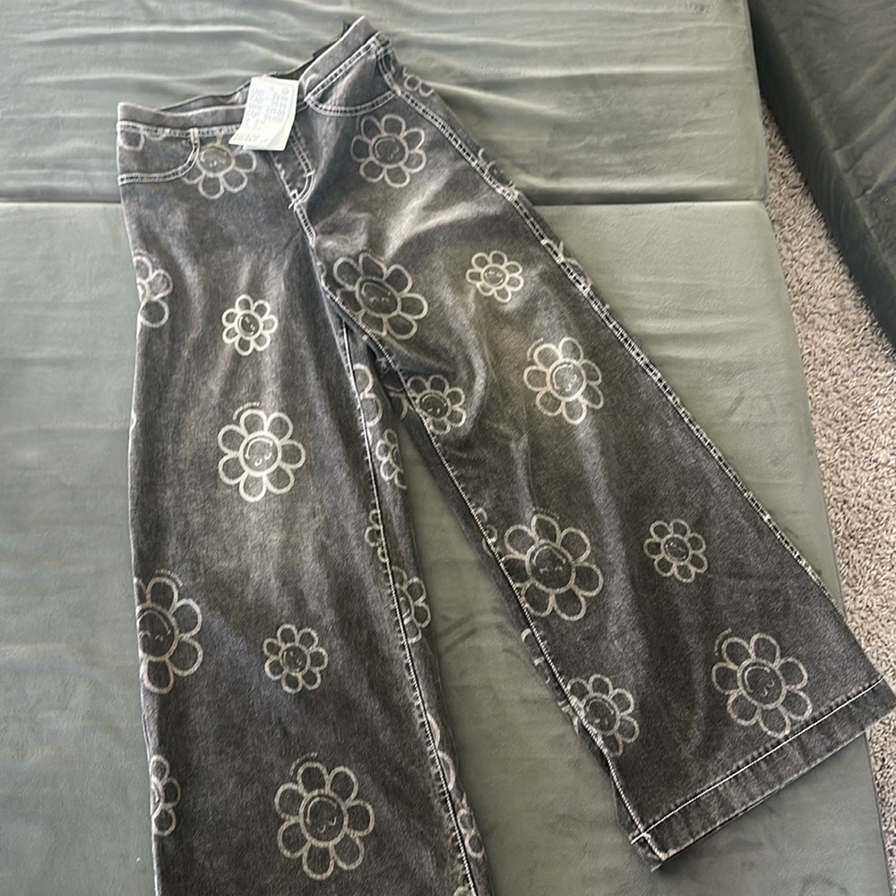 Girls wide-leg pull on jeans